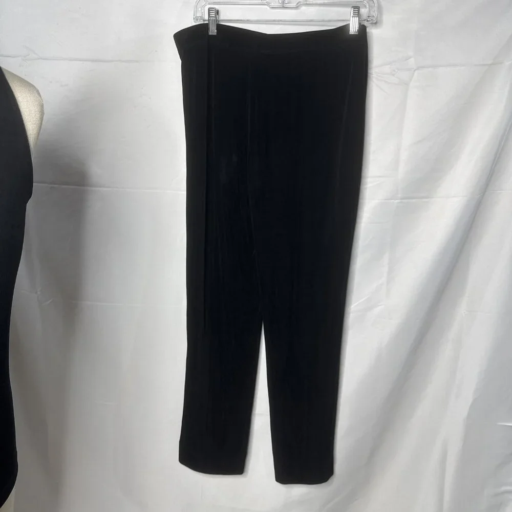 Chicos Travelers Womens 2 Black 3Pc Set Knit Tank Top Cardigan Pull On Pants L